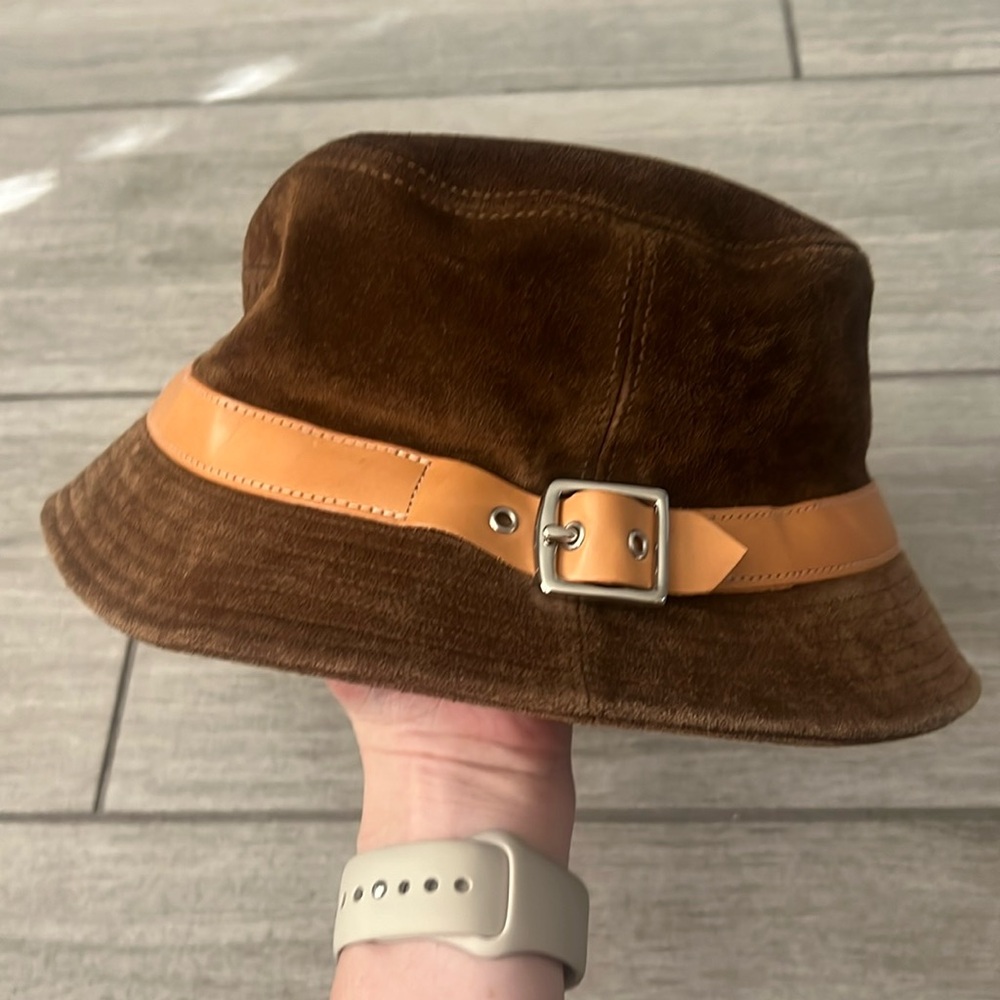 Coach Brown Suede Bucket Hat Size Small